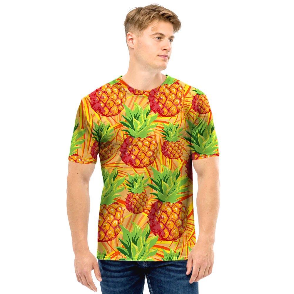 Neon Yellow Pineapple Hawaiian Print Men T Shirt-grizzshop