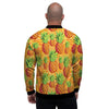 Neon Yellow Pineapple Hawaiian Print Men's Bomber Jacket-grizzshop