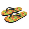 Neon Yellow Pineapple Hawaiian Print Men's Flip Flops-grizzshop