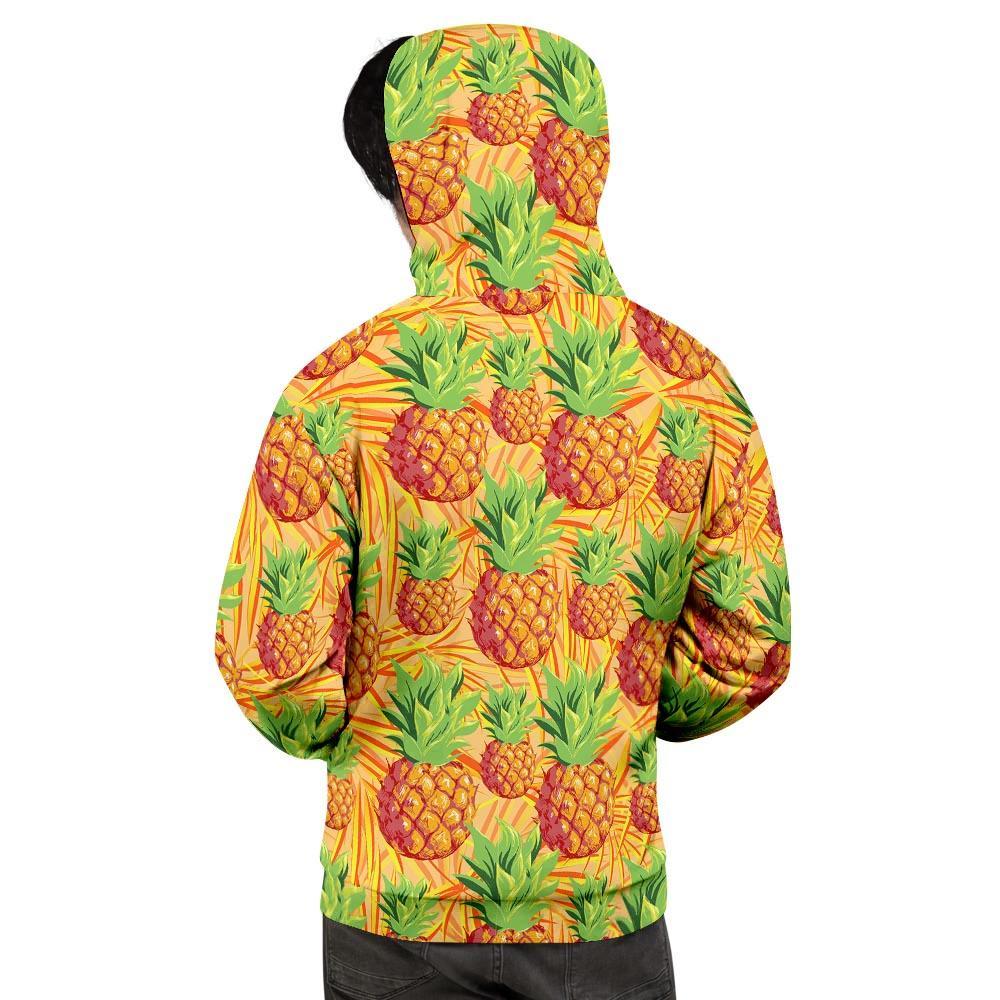 Neon Yellow Pineapple Hawaiian Print Men's Hoodie-grizzshop