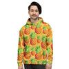 Neon Yellow Pineapple Hawaiian Print Men's Hoodie-grizzshop