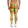 Neon Yellow Pineapple Hawaiian Print Men's Leggings-grizzshop