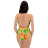 Neon Yellow Pineapple Hawaiian Print One Piece Swimsuite-grizzshop