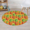 Neon Yellow Pineapple Hawaiian Print Round Rug-grizzshop