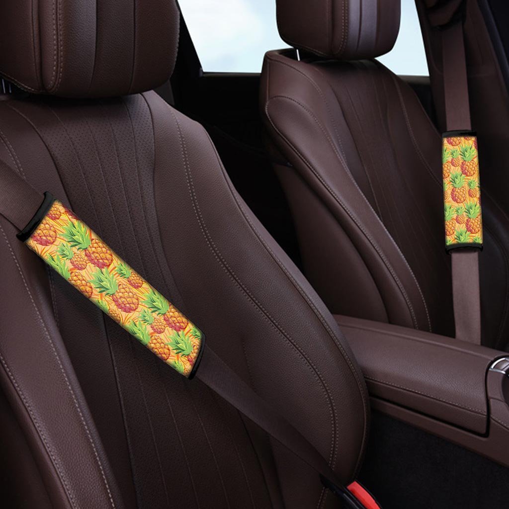 Neon Yellow Pineapple Hawaiian Print Seat Belt Cover-grizzshop