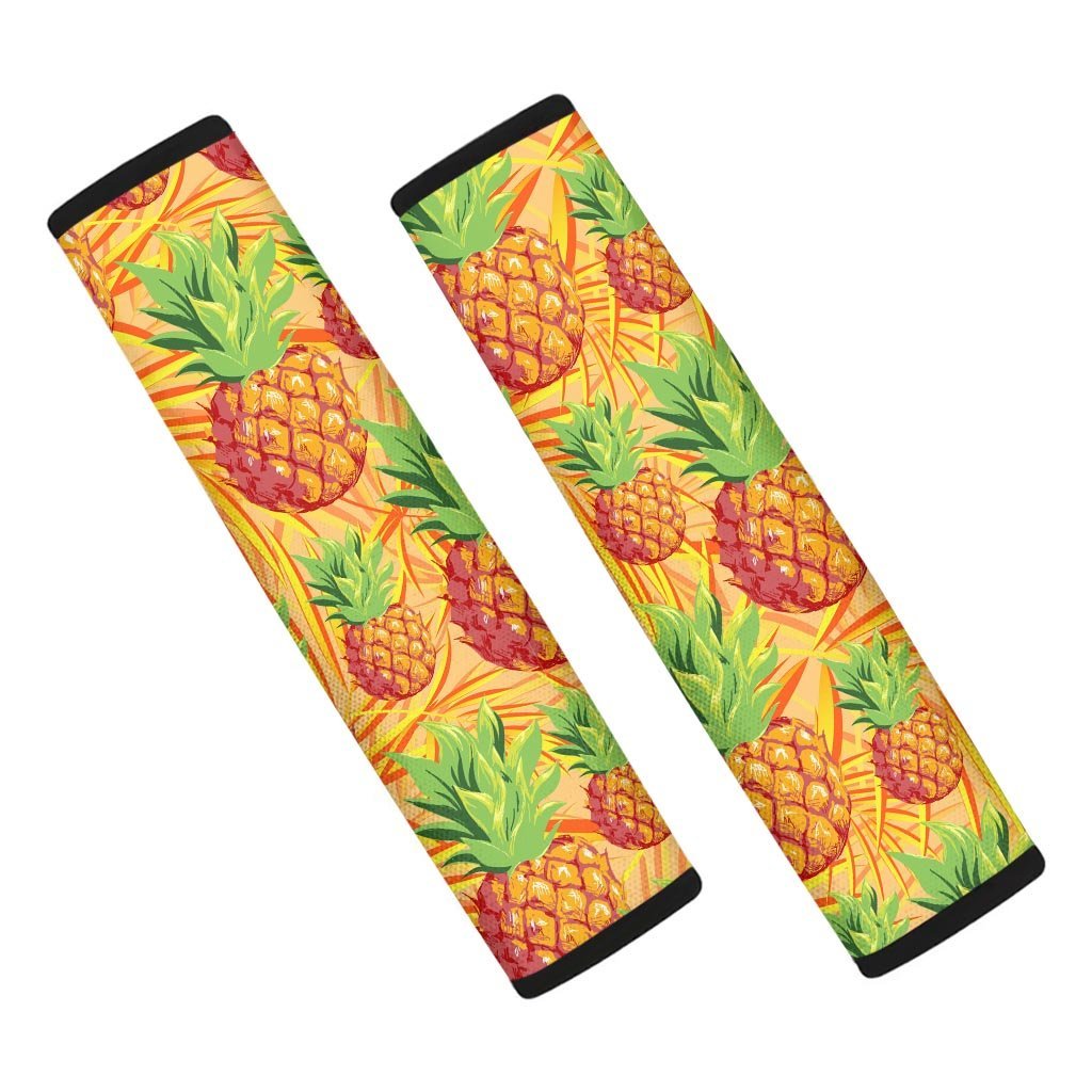 Neon Yellow Pineapple Hawaiian Print Seat Belt Cover-grizzshop