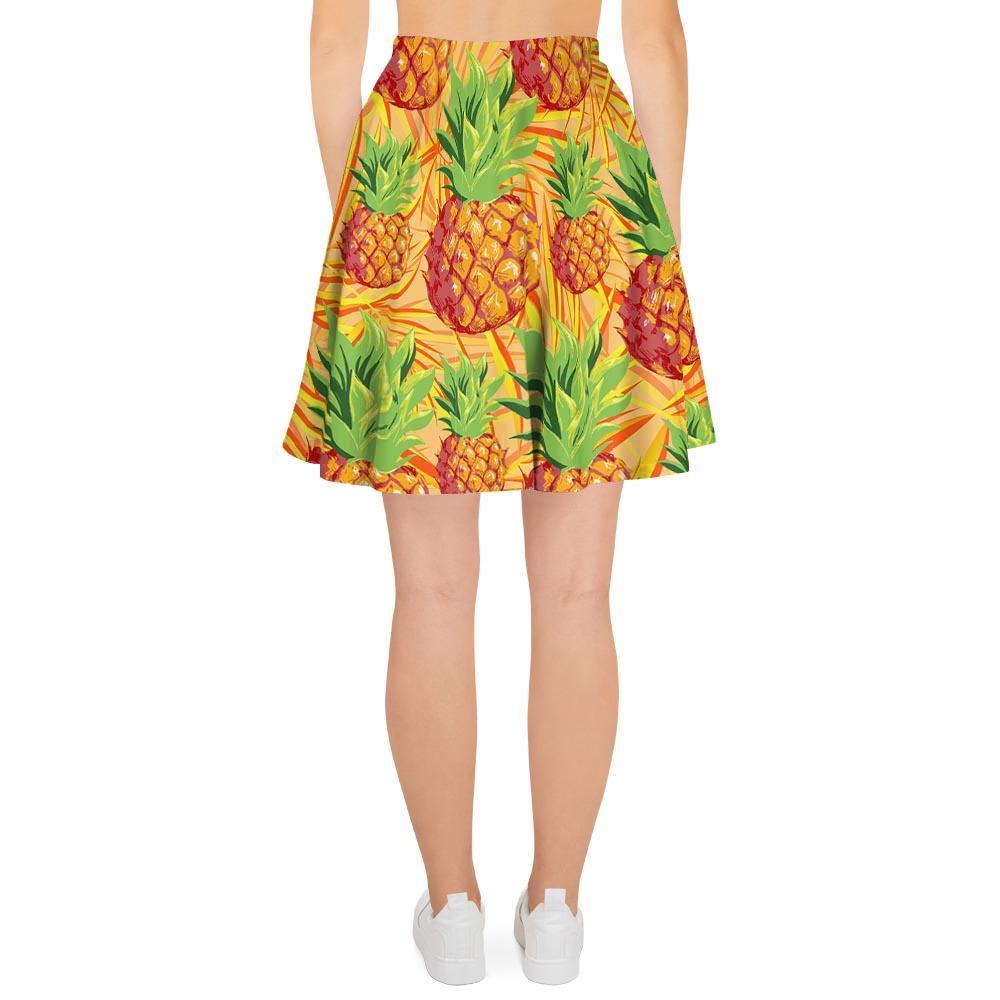 Neon Yellow Pineapple Hawaiian Print Women's Skirt-grizzshop