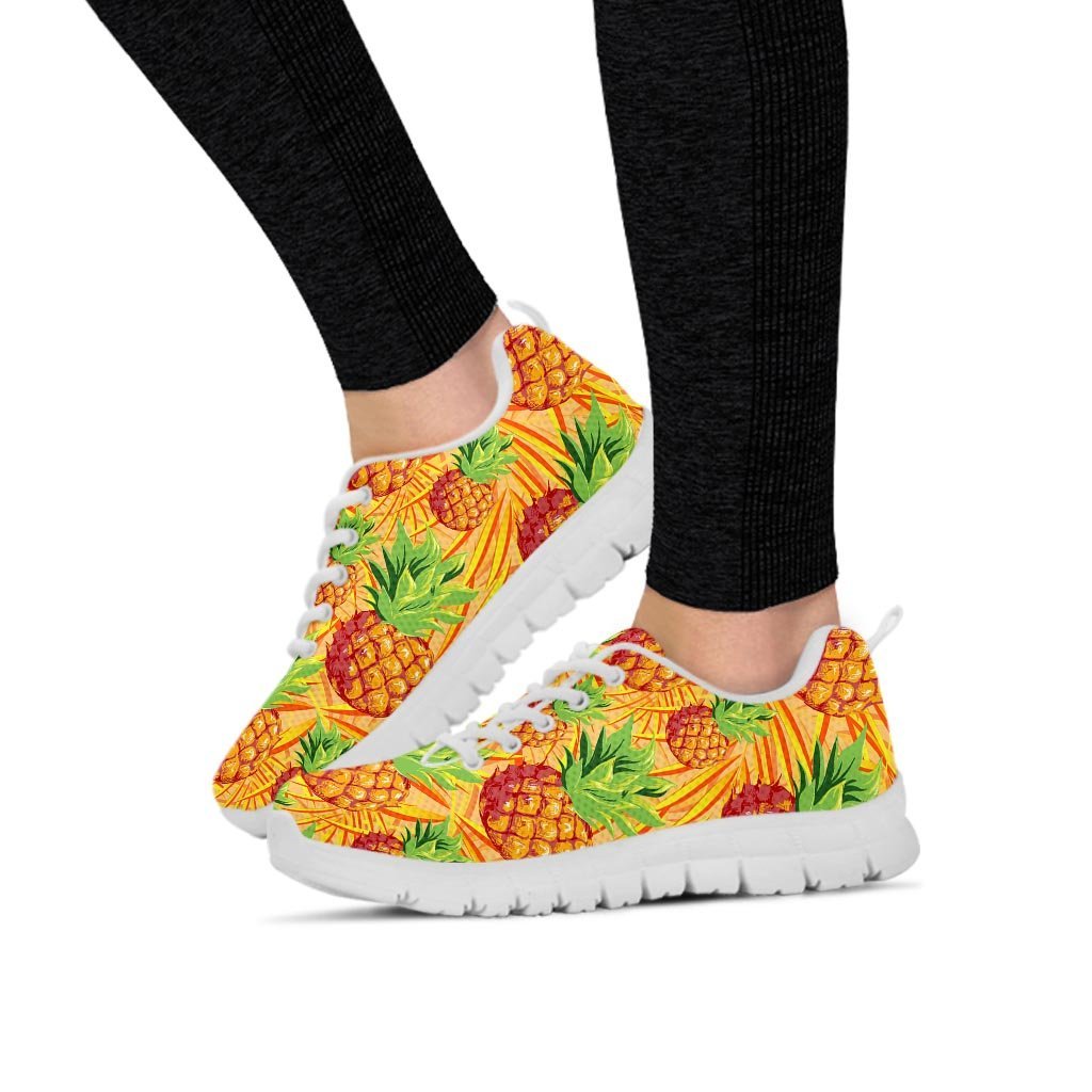 Neon Yellow Pineapple Hawaiian Print Women's Sneakers-grizzshop