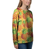 Neon Yellow Pineapple Hawaiian Print Women's Sweatshirt-grizzshop