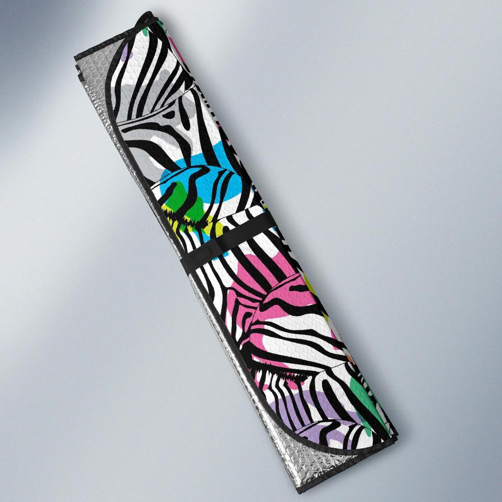 Neon Zebra Pattern Print Car Sun Shade-grizzshop