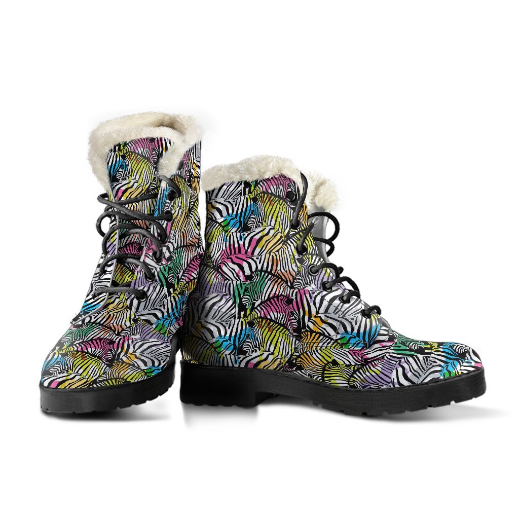 Neon Zebra Pattern Print Comfy Winter Boots-grizzshop