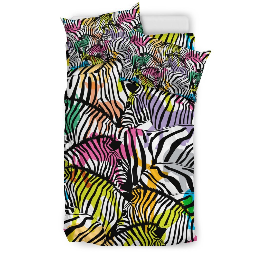 Neon Zebra Pattern Print Duvet Cover Bedding Set-grizzshop