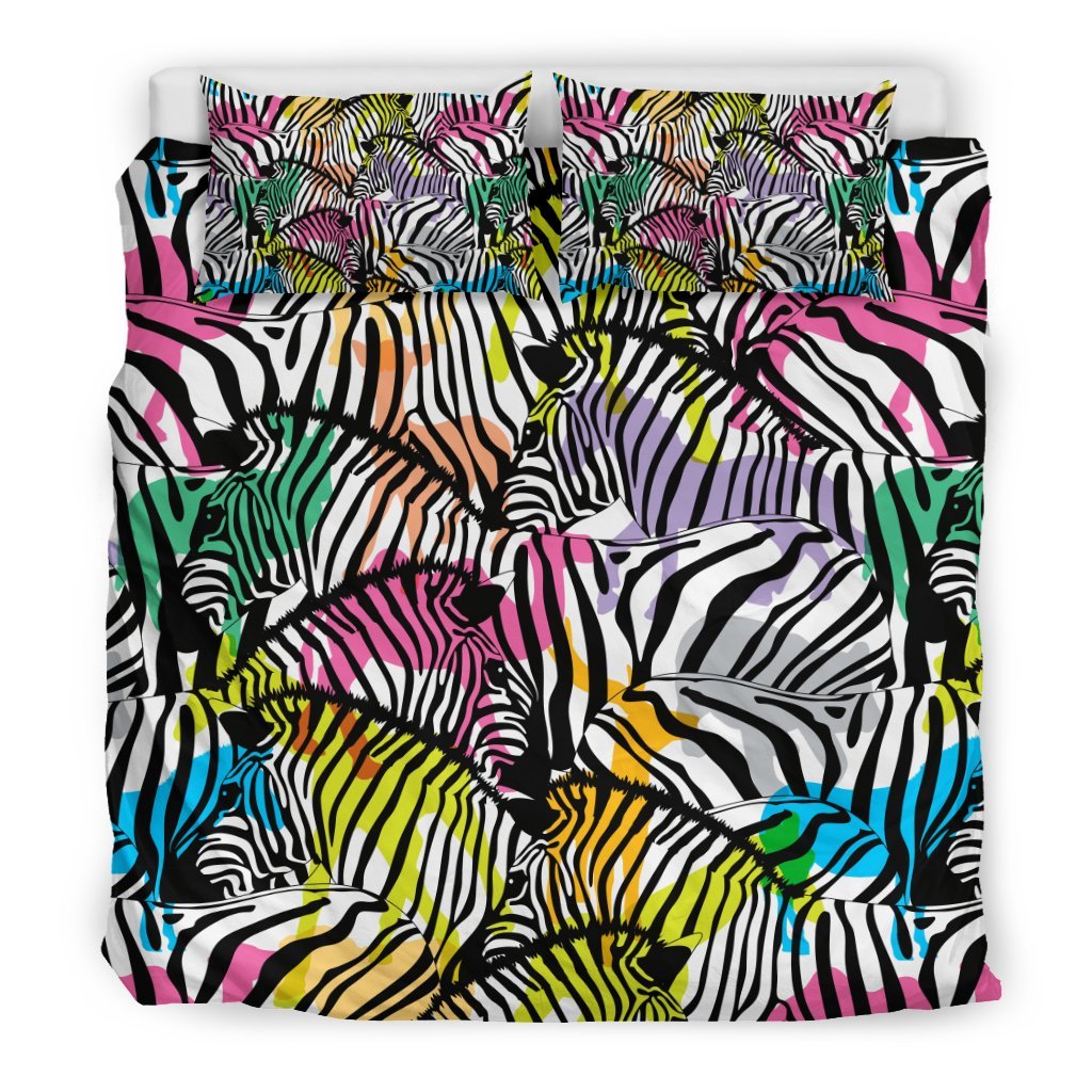 Neon Zebra Pattern Print Duvet Cover Bedding Set-grizzshop