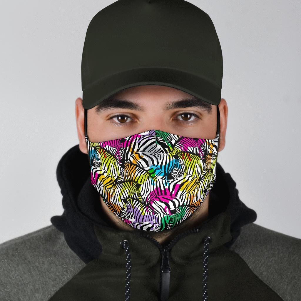 Neon Zebra Pattern Print Face Mask-grizzshop