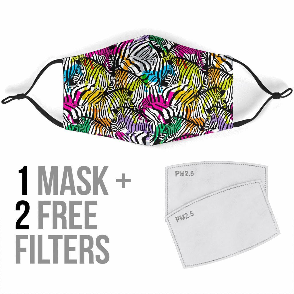 Neon Zebra Pattern Print Face Mask-grizzshop