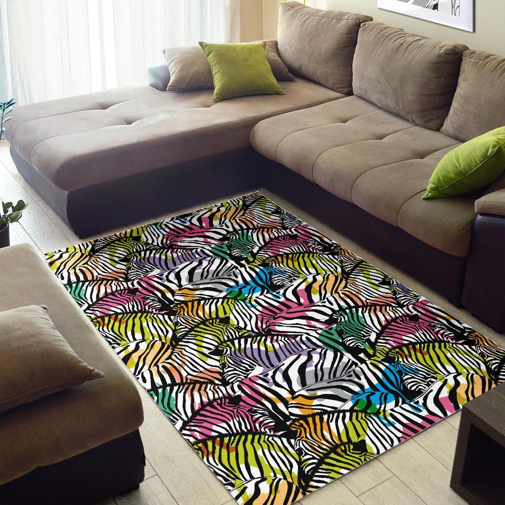 Neon Zebra Pattern Print Floor Mat-grizzshop