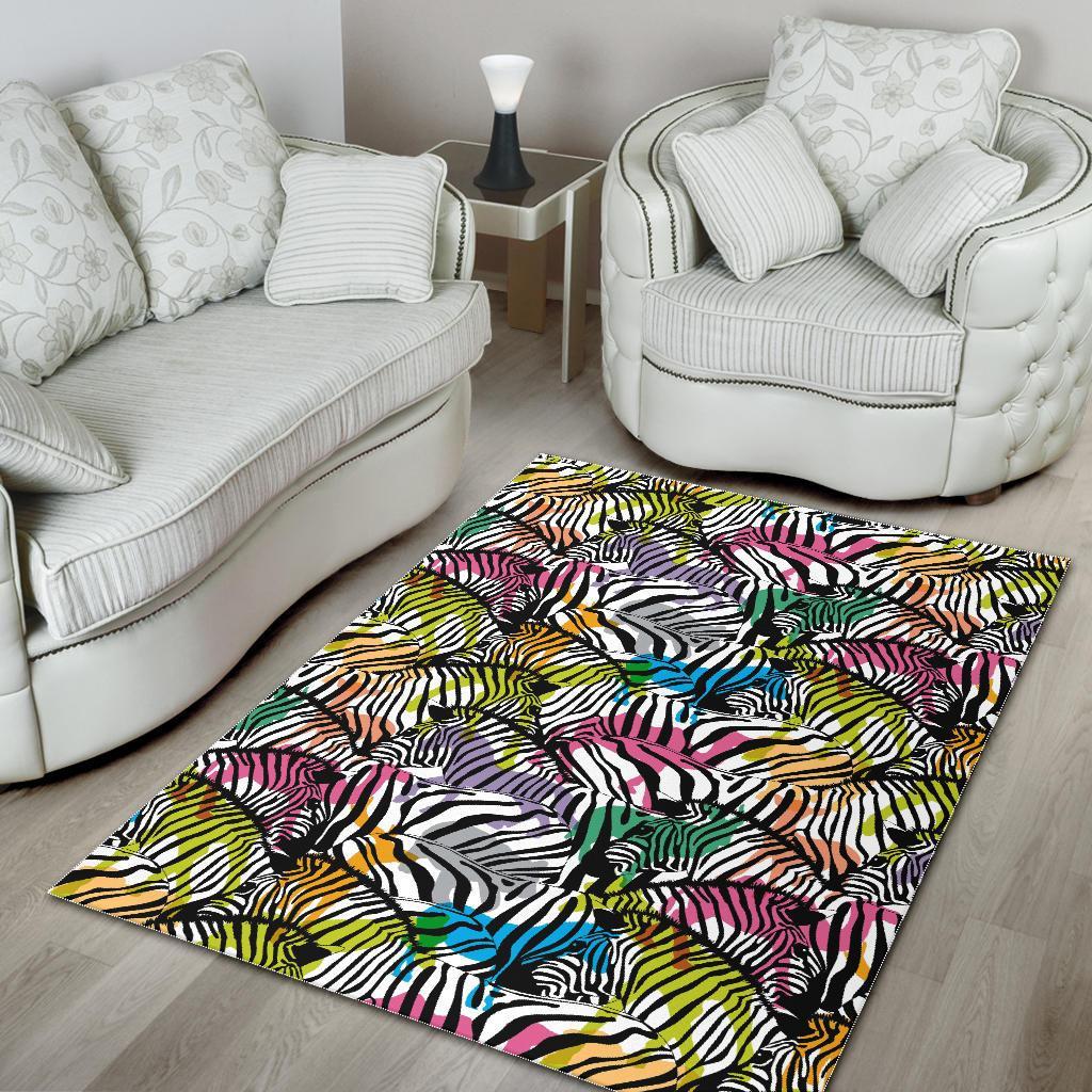 Neon Zebra Pattern Print Floor Mat-grizzshop