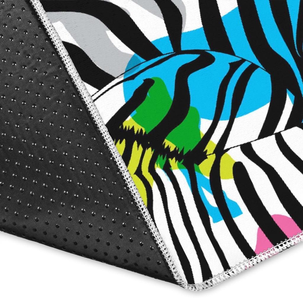 Neon Zebra Pattern Print Floor Mat-grizzshop