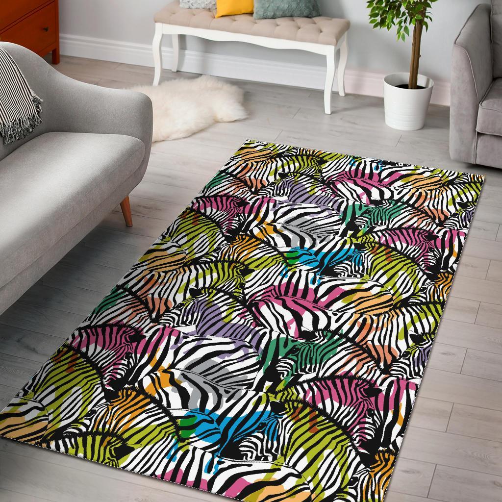 Neon Zebra Pattern Print Floor Mat-grizzshop