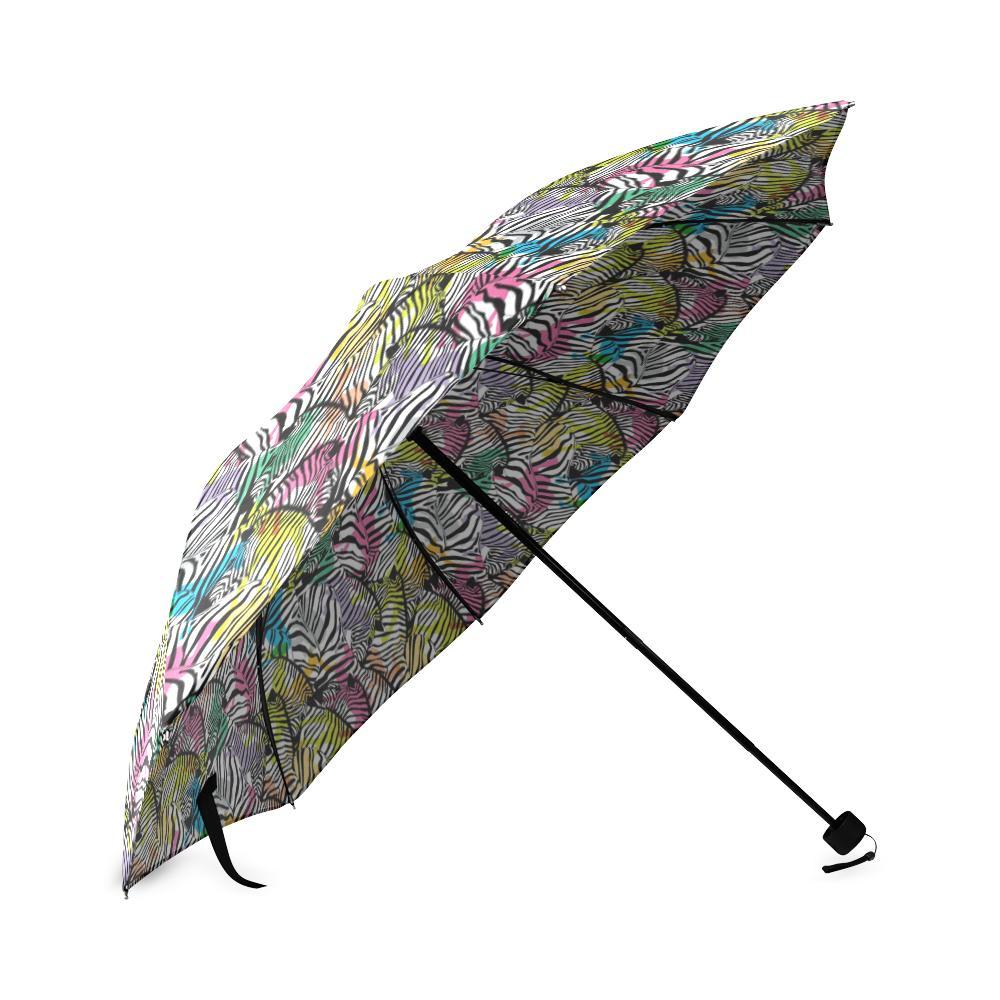Neon Zebra Pattern Print Foldable Umbrella-grizzshop