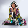 Neon Zebra Pattern Print Hooded Blanket-grizzshop