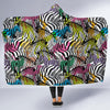 Neon Zebra Pattern Print Hooded Blanket-grizzshop