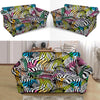 Neon Zebra Pattern Print Loveseat Cover-grizzshop