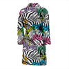 Neon Zebra Pattern Print Men Long Robe-grizzshop