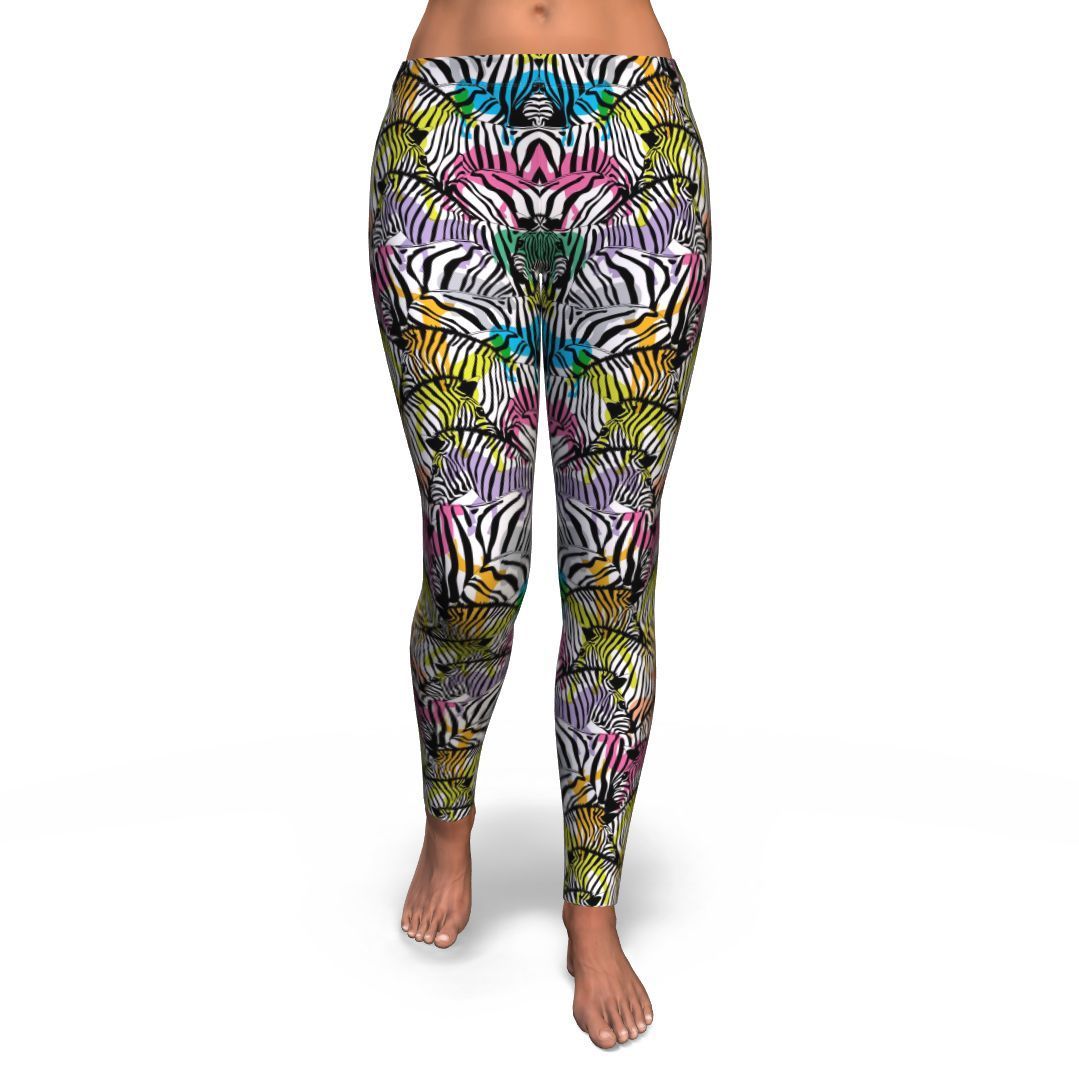 Neon Zebra Pattern Print Pattern Women Leggings-grizzshop