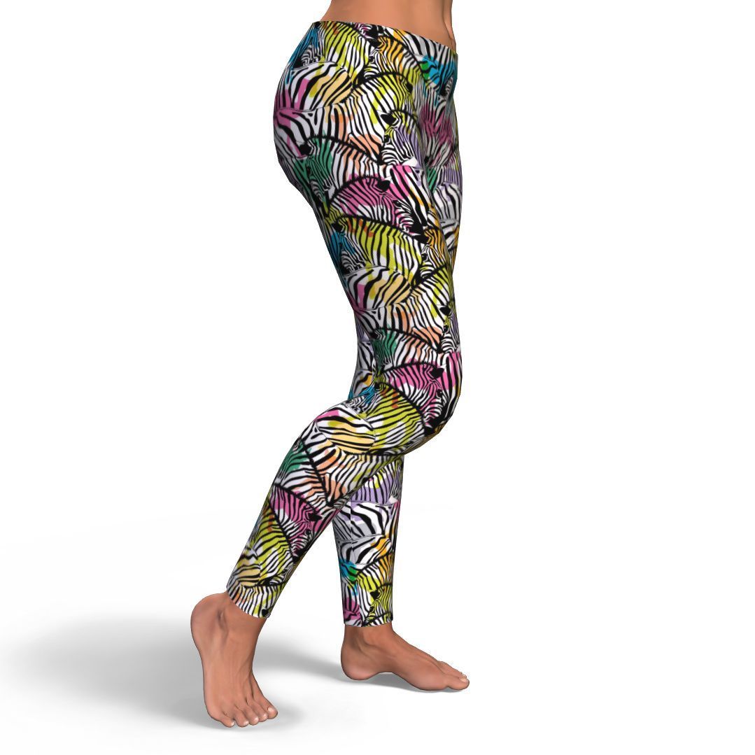 Neon Zebra Pattern Print Pattern Women Leggings-grizzshop