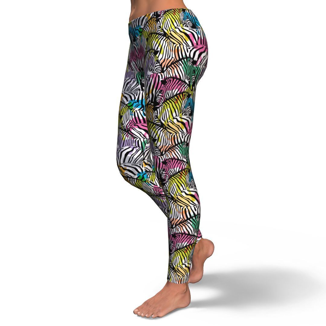 Neon Zebra Pattern Print Pattern Women Leggings-grizzshop