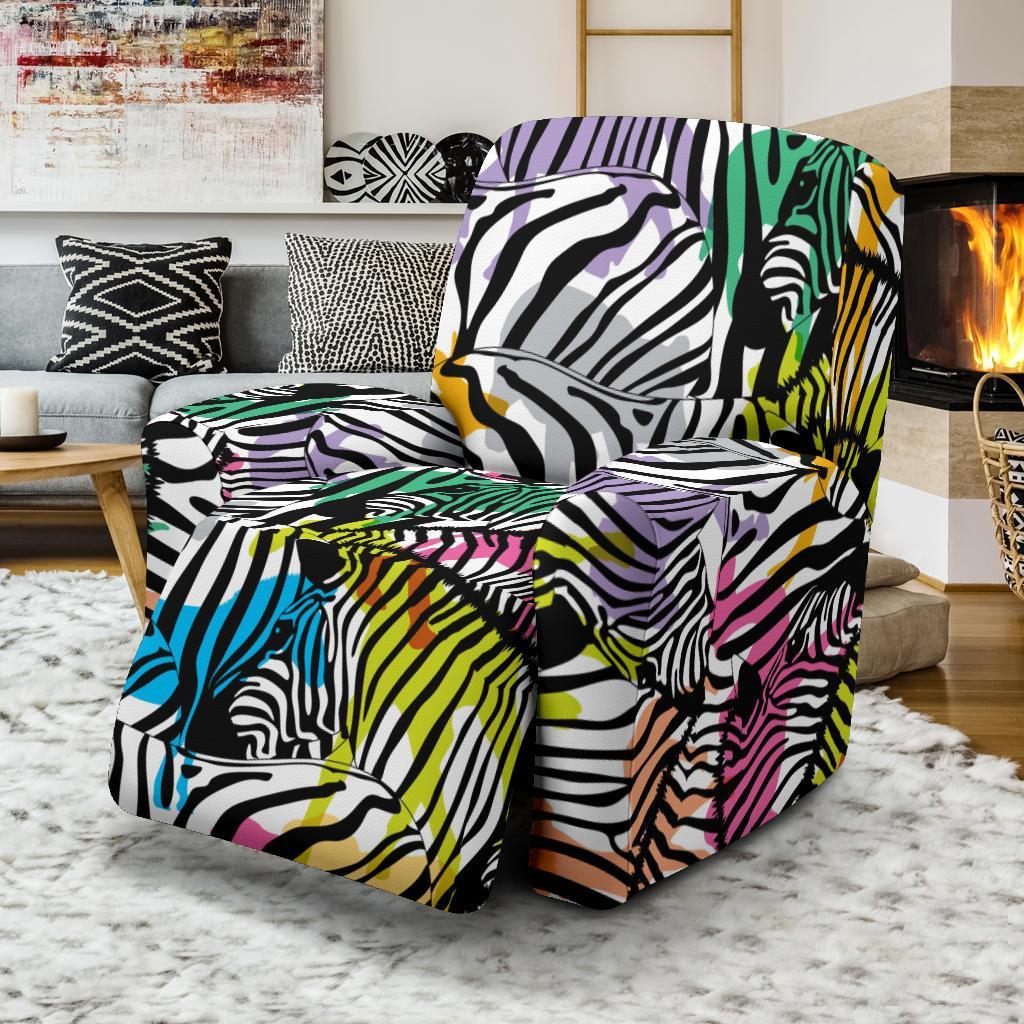 Neon Zebra Pattern Print Recliner Cover-grizzshop