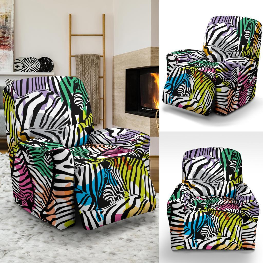 Neon Zebra Pattern Print Recliner Cover-grizzshop