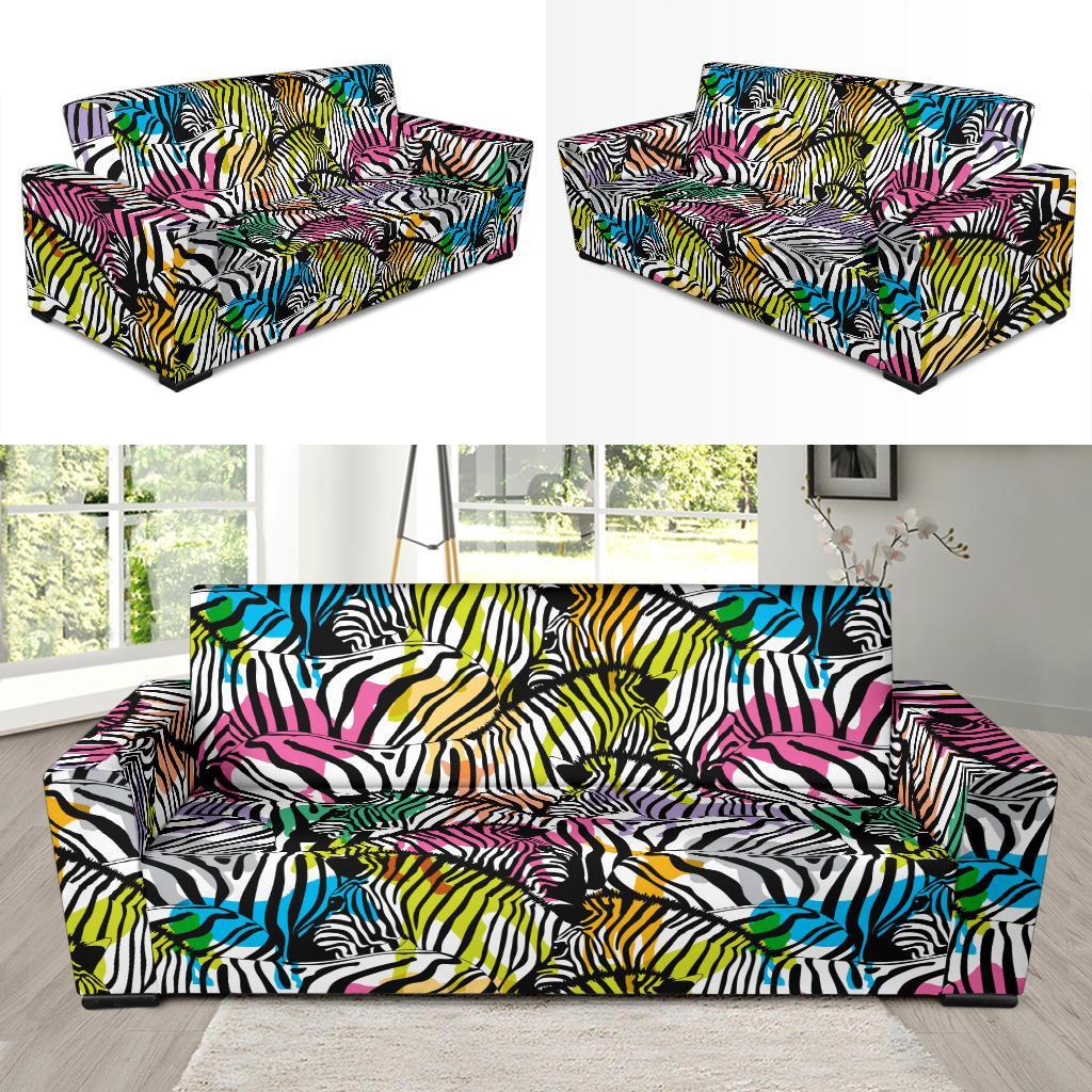 Neon Zebra Pattern Print Sofa Covers-grizzshop