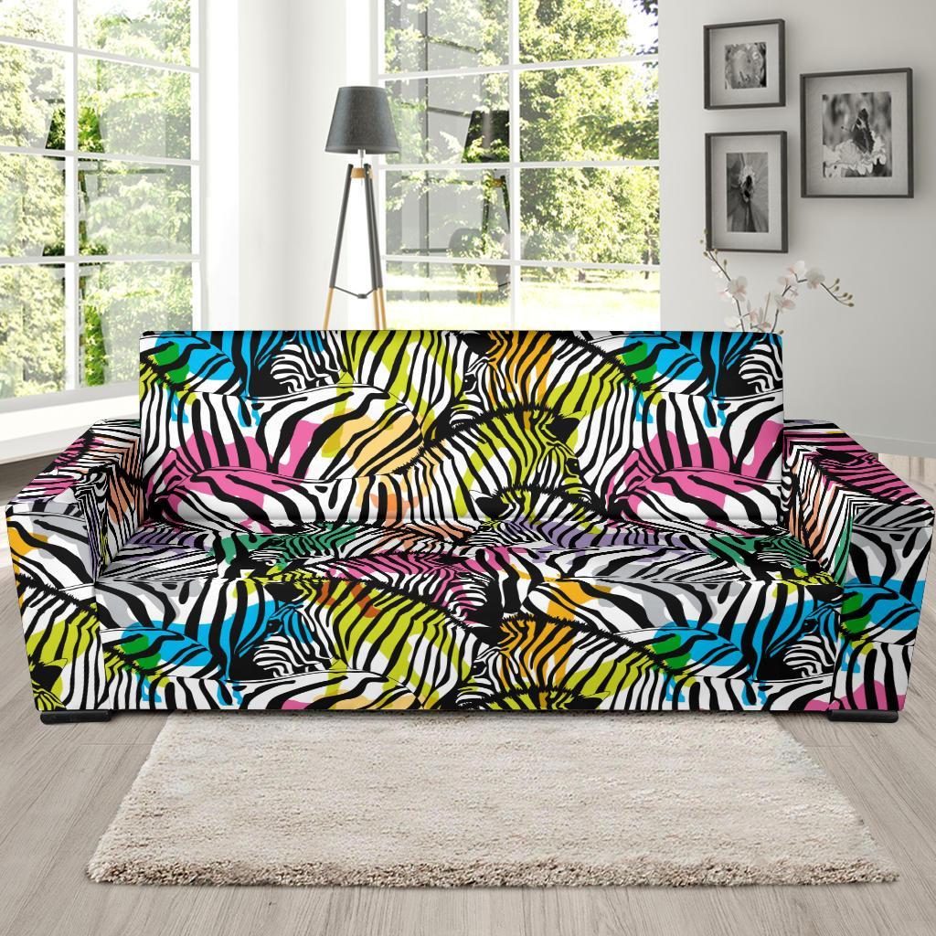 Neon Zebra Pattern Print Sofa Covers-grizzshop