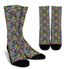 Neon Zebra Pattern Print Unisex Crew Socks-grizzshop