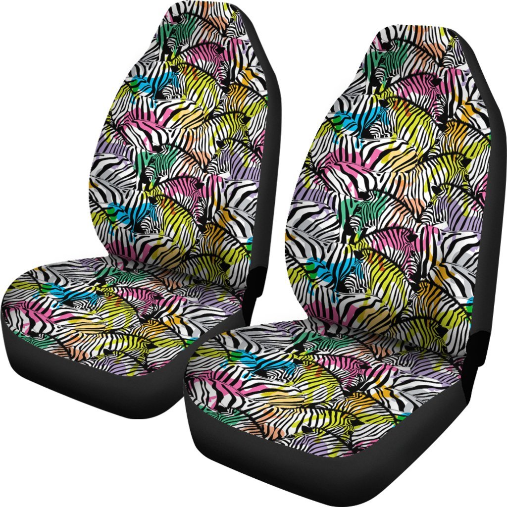 Neon Zebra Pattern Print Universal Fit Car Seat Cover-grizzshop