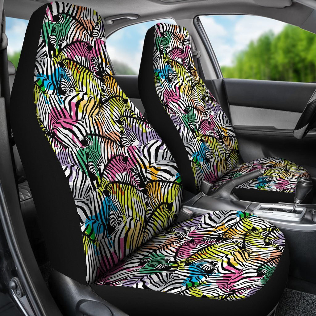 Neon Zebra Pattern Print Universal Fit Car Seat Cover-grizzshop