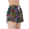 Neon Zebra Pattern Print Women's Shorts-grizzshop