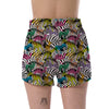 Neon Zebra Pattern Print Women's Shorts-grizzshop