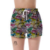 Neon Zebra Pattern Print Women's Shorts-grizzshop