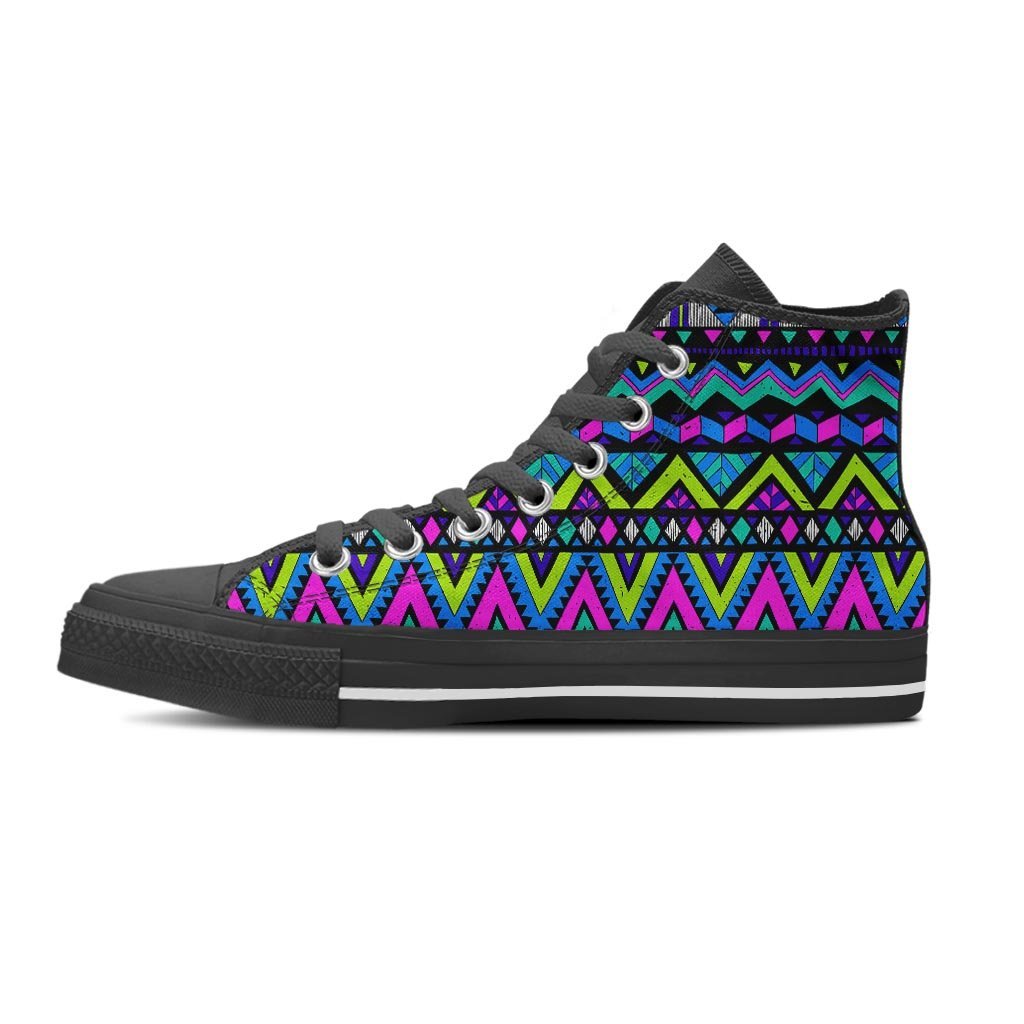 Neon Indian Aztec Doodle Men's High Top Shoes-grizzshop