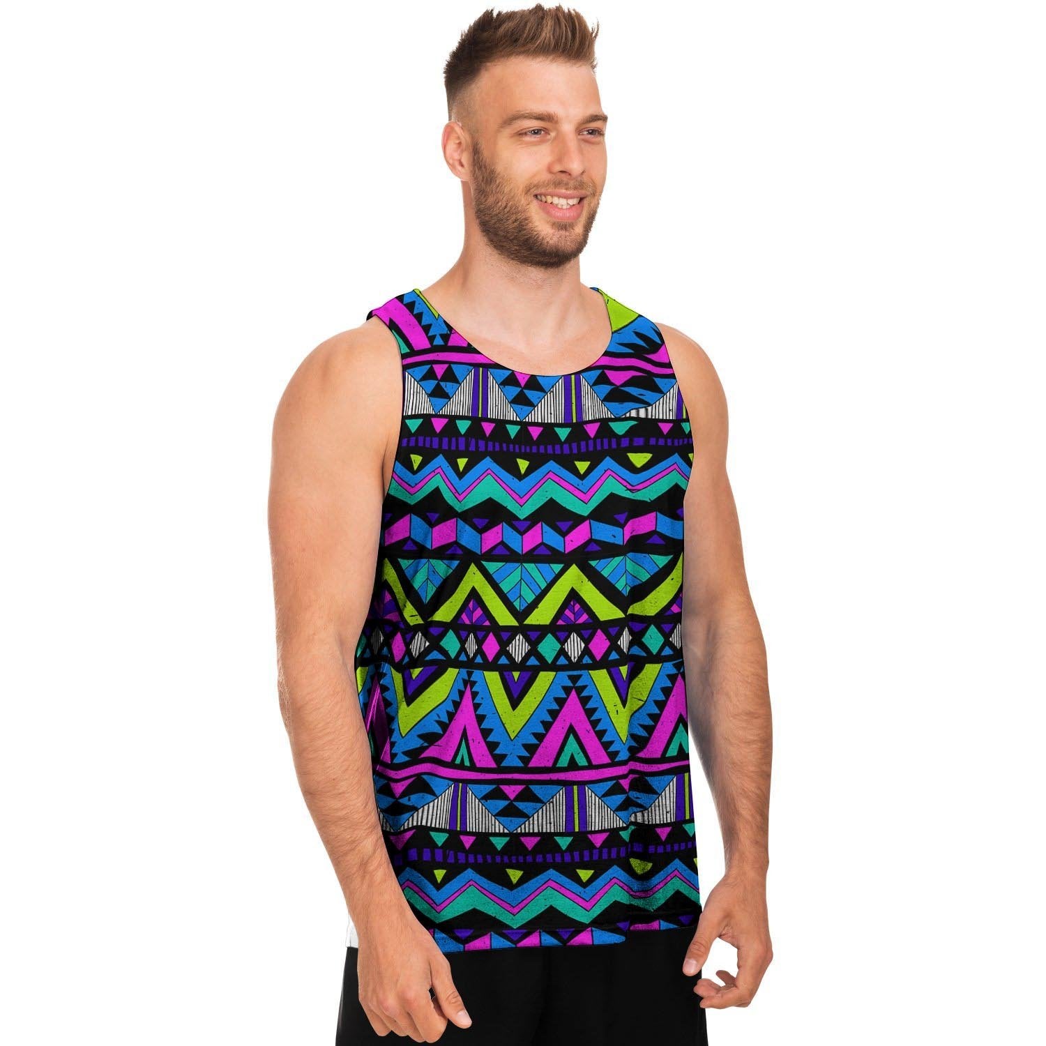 Neon Indian Aztec Doodle Men's Tank Tops-grizzshop