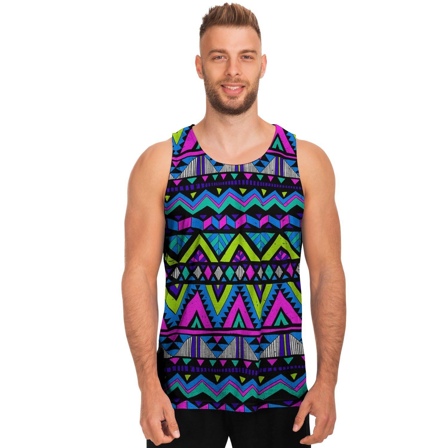 Neon Indian Aztec Doodle Men's Tank Tops-grizzshop