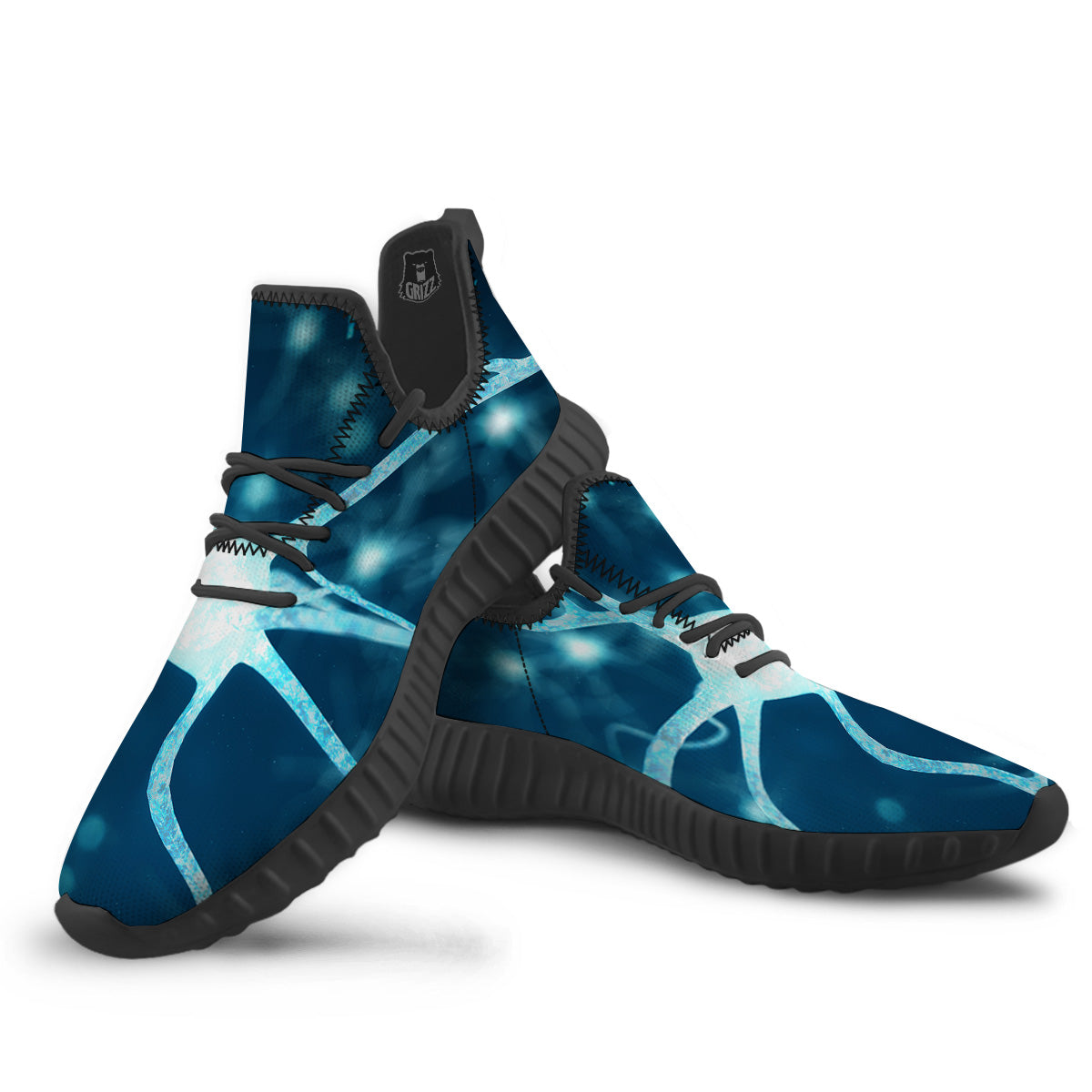 Neurons Inside The Brain Print Black Walking Shoes-grizzshop