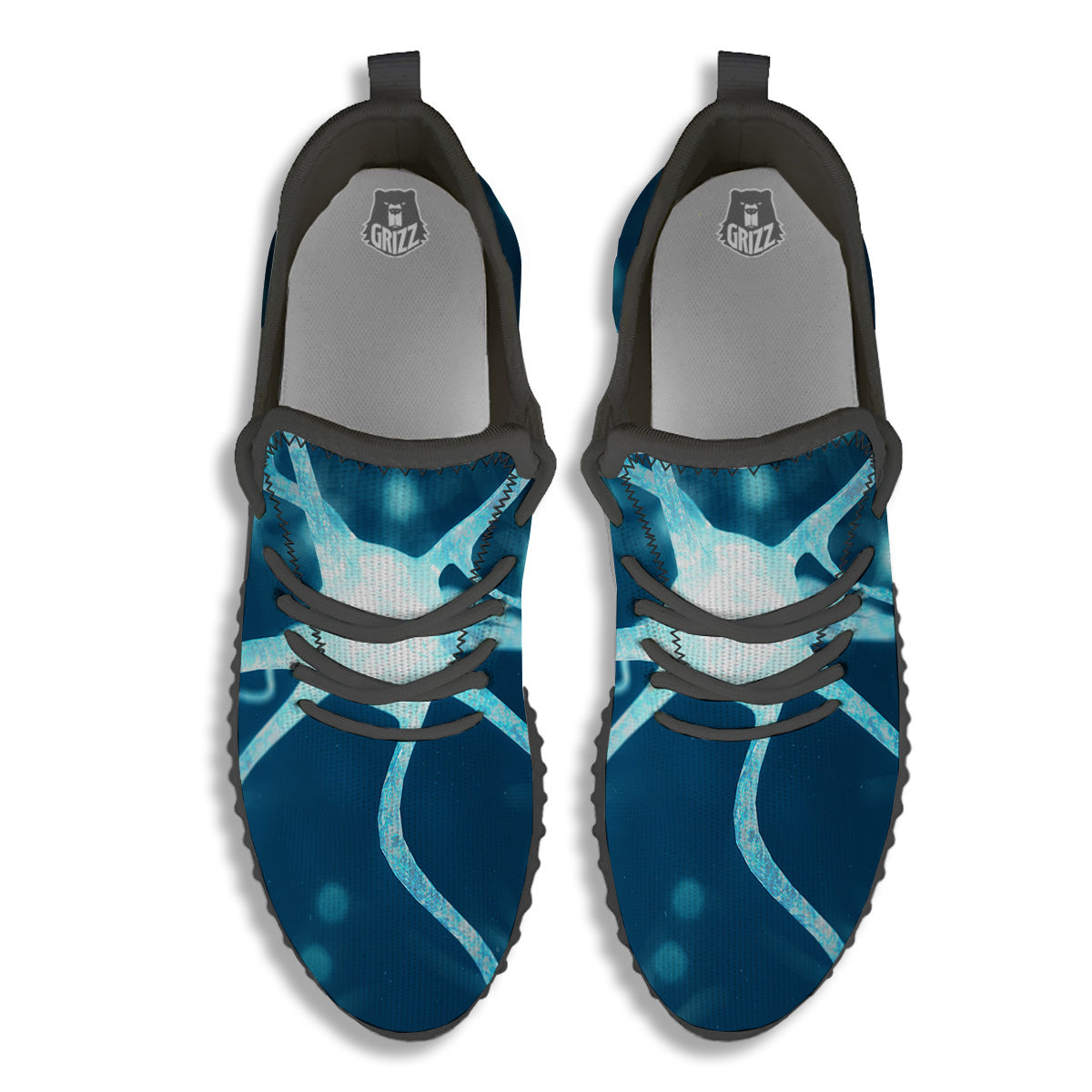 Neurons Inside The Brain Print Black Walking Shoes-grizzshop