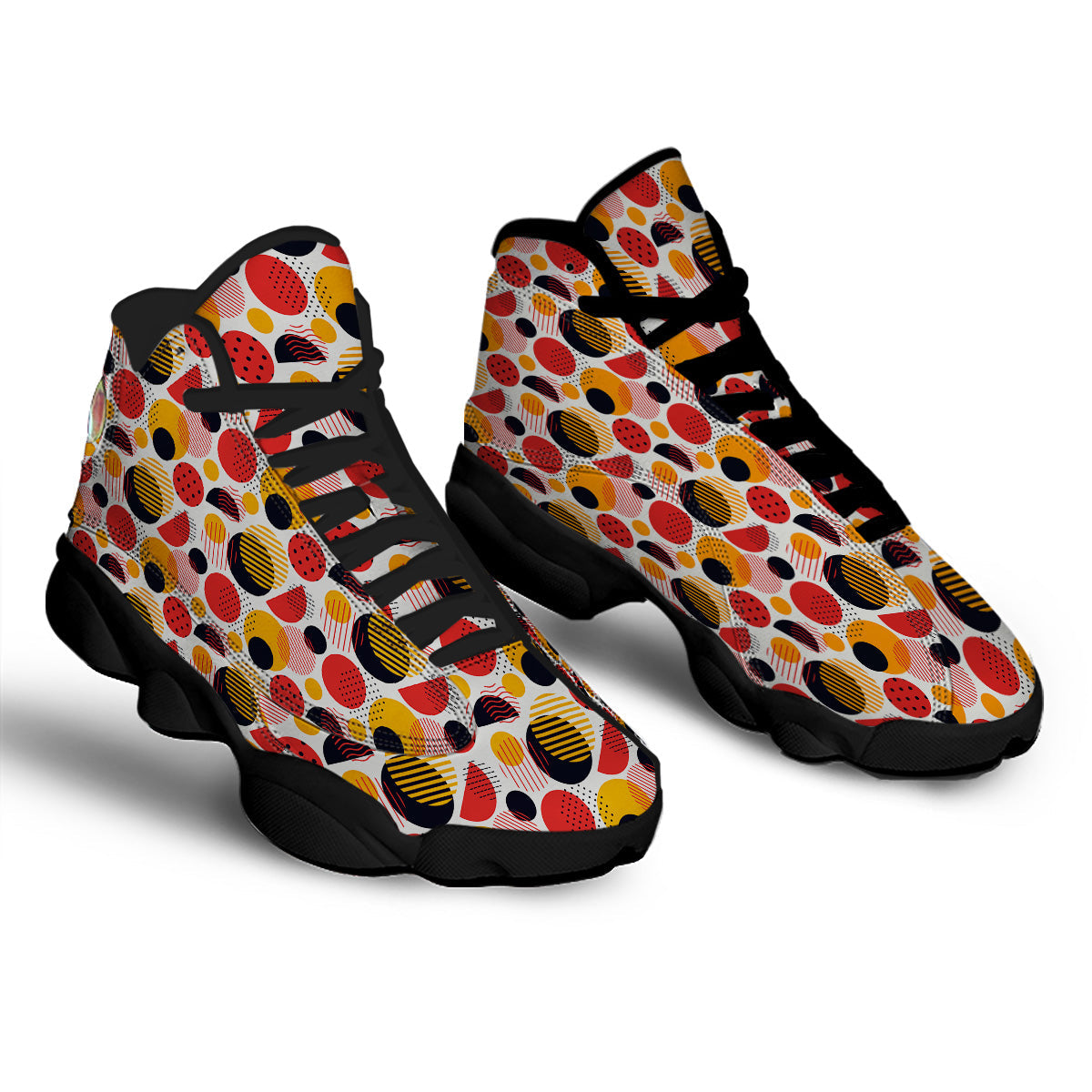New Style Polka Dot Ornaments Print Pattern Black Basketball Shoes-grizzshop