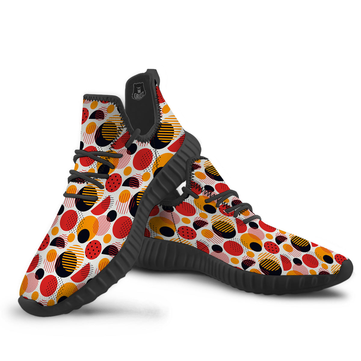 New Style Polka Dot Ornaments Print Pattern Black Walking Shoes-grizzshop