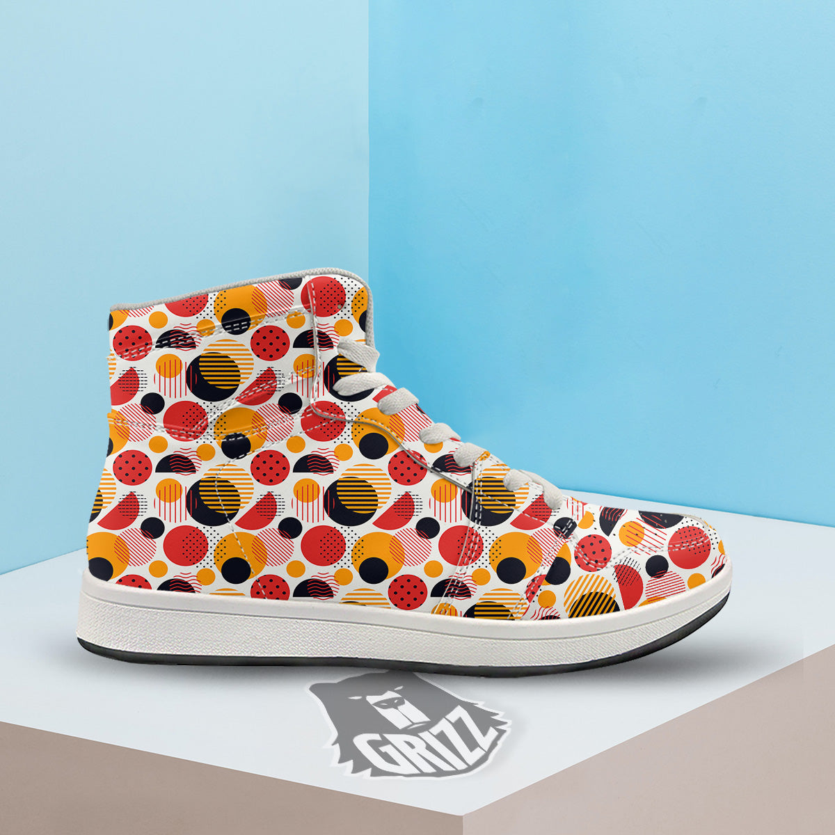 New Style Polka Dot Ornaments Print Pattern High Top Sneakers-grizzshop