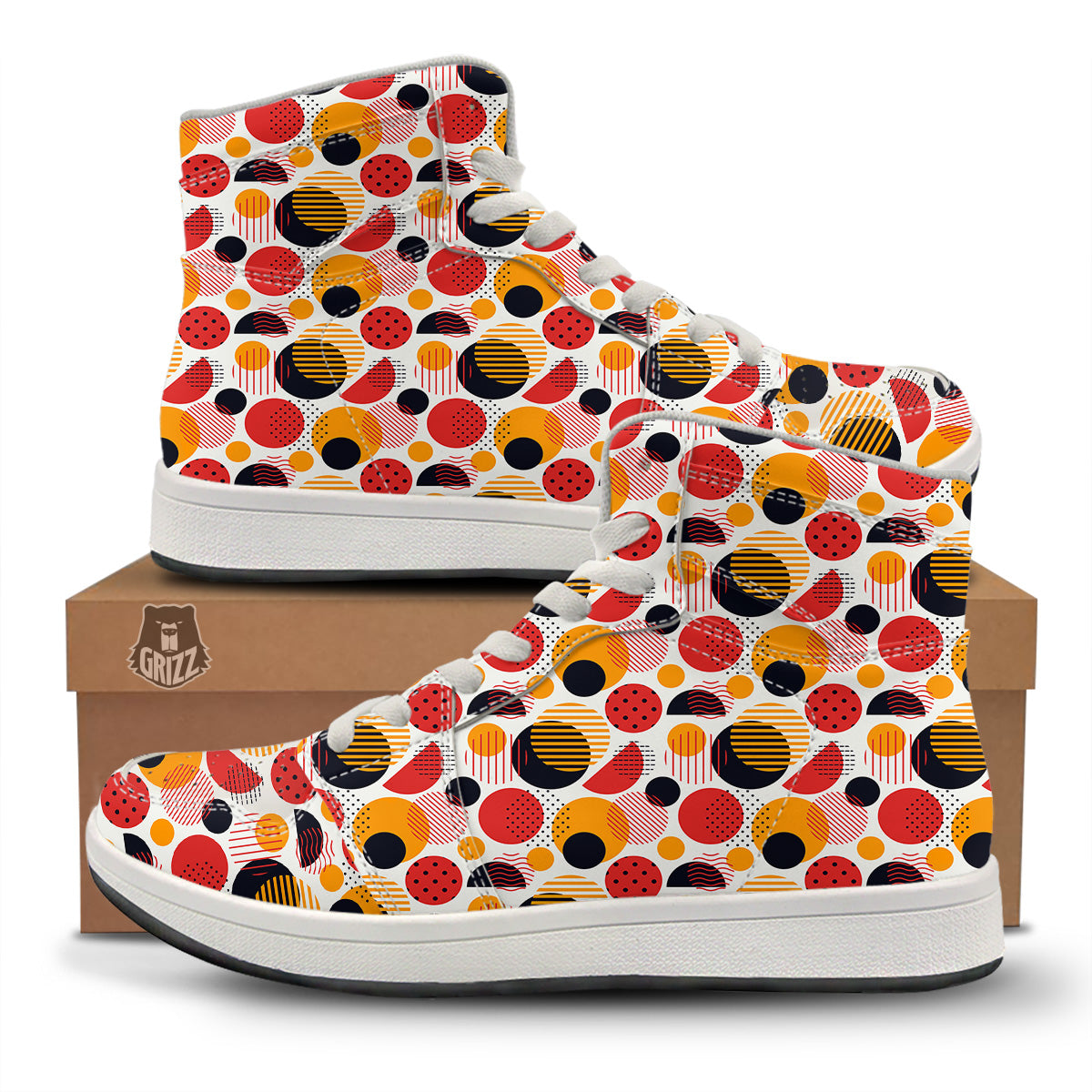 New Style Polka Dot Ornaments Print Pattern High Top Sneakers-grizzshop